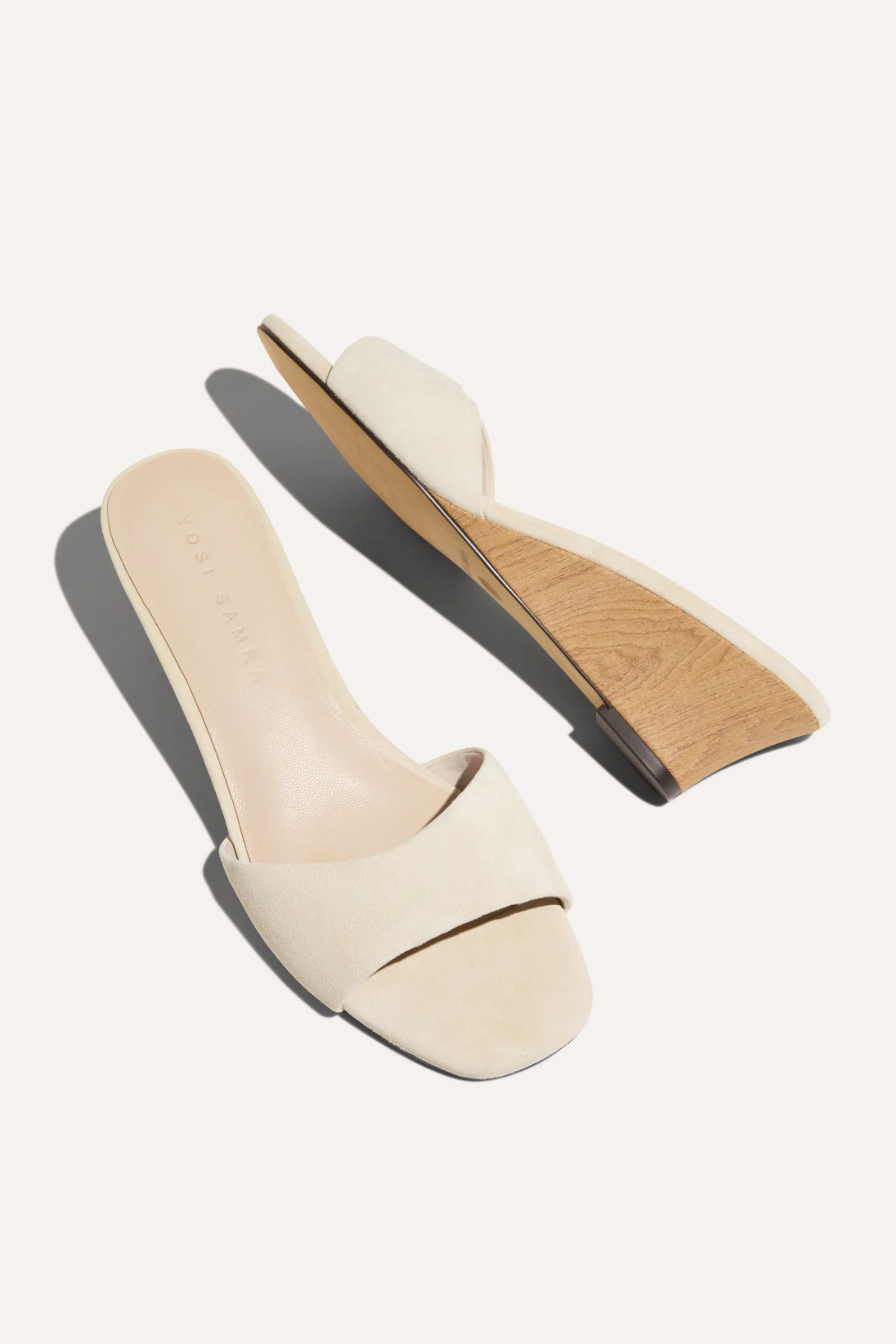 white wedges on white background 