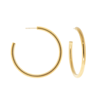 Gold hoop earrings on a white background