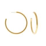 Gold hoop earrings on a white background