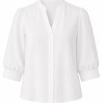 White blouse with rolled-up sleeves on a white background