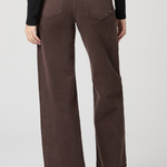 Brown wide-leg pants worn by a person on a white background