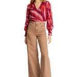 Printed blouse with fluid drape and long sleeves