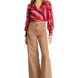 Printed blouse with fluid drape and long sleeves