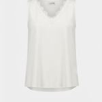 White sleeveless top on a light gray background