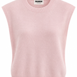 A light pink sleeveless crewneck sweater vest with ribbed trim, shown against a plain white background. The brand label 'COLORISH' is visible inside the collar.