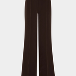 Dark brown wide-leg cropped trousers shown flat against a light gray background.