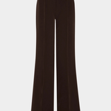 Dark brown wide-leg cropped trousers shown flat against a light gray background.