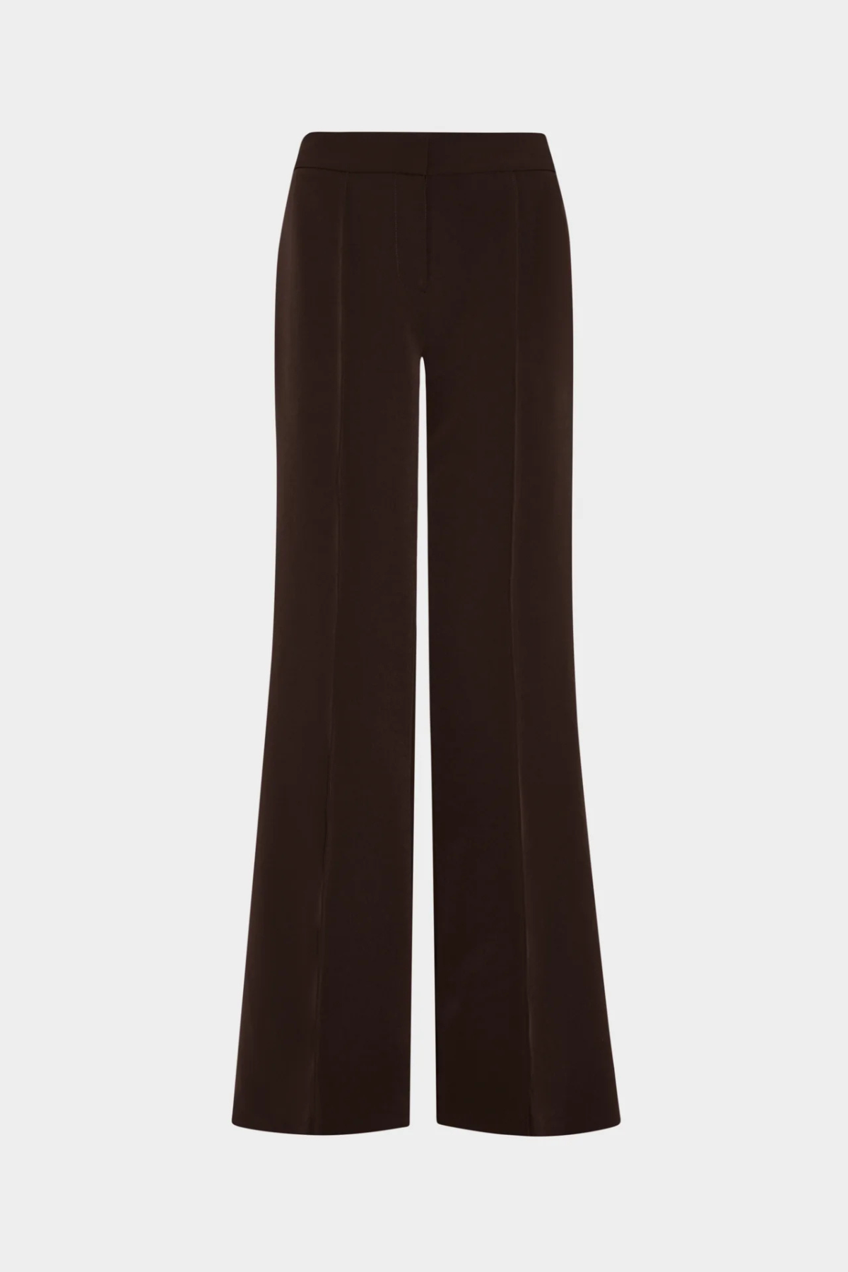Dark brown wide-leg cropped trousers shown flat against a light gray background.