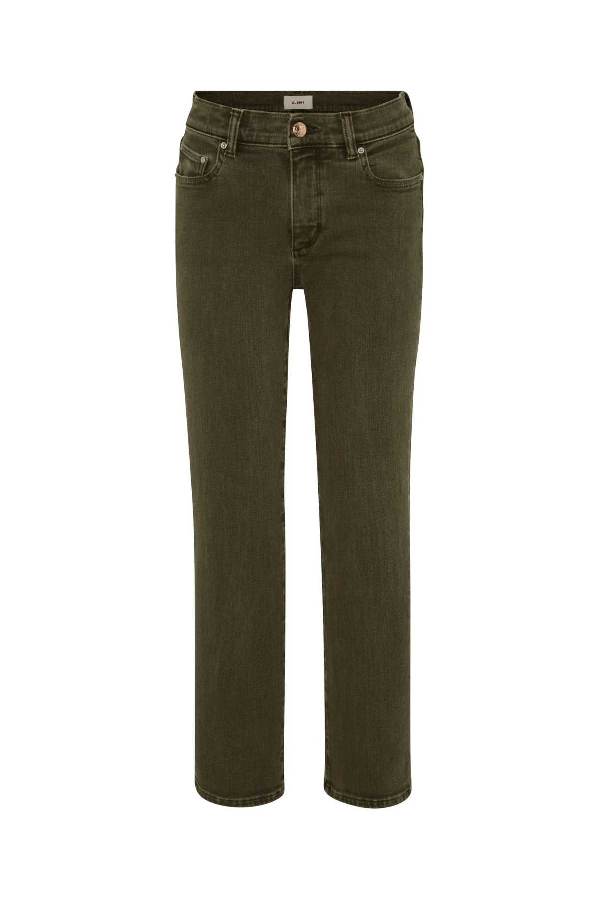 Dark green jeans on a white background
