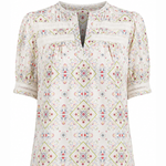 Floral patterned blouse on a white background