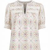 Floral patterned blouse on a white background