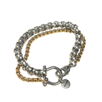 Multicolored bracelet with a clasp on a white background