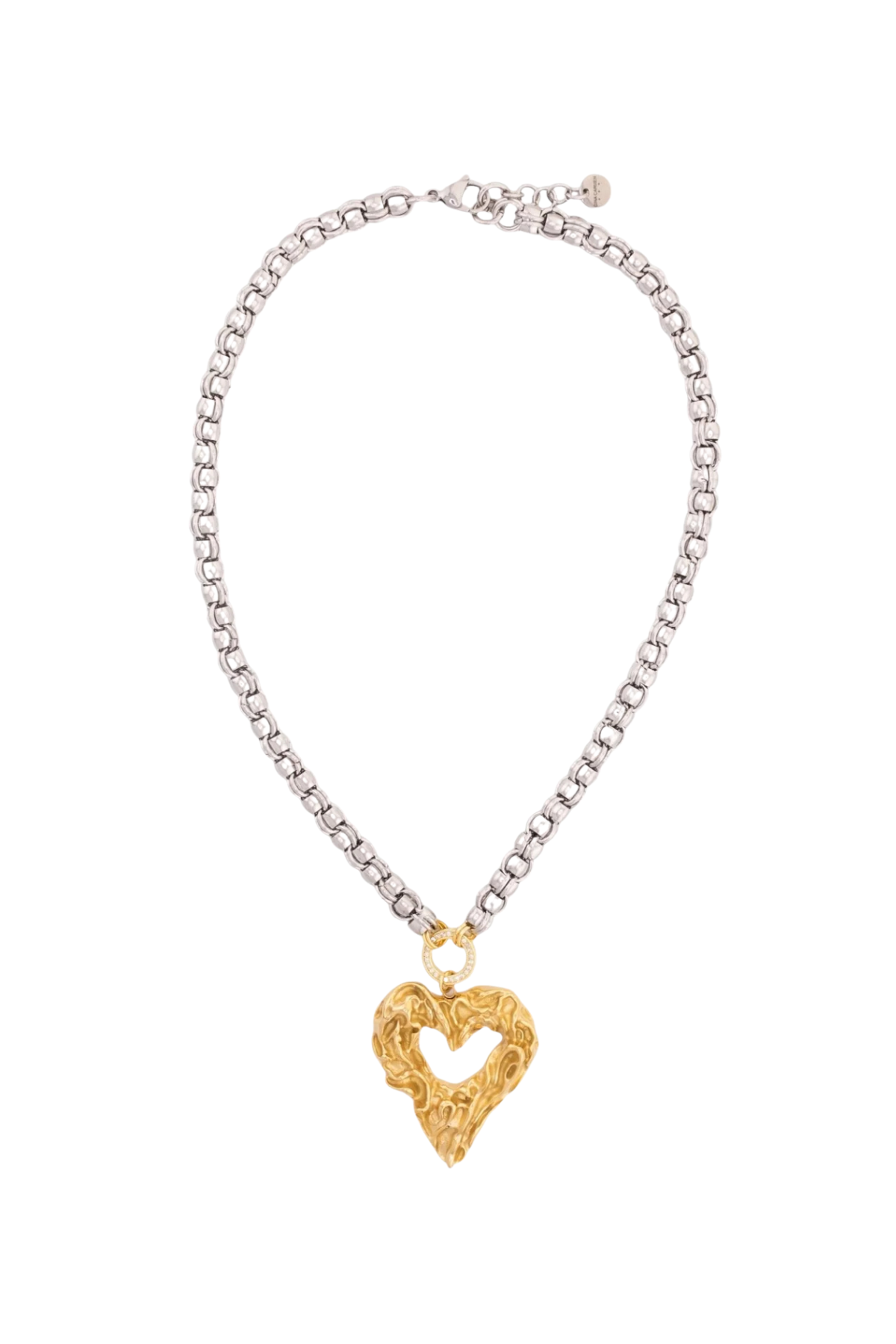 Necklace with a gold heart-shaped pendant on a white background