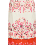 Skirt with pink floral pattern on a white background