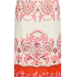 Skirt with pink floral pattern on a white background