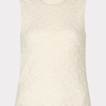 White textured sleeveless top on a light gray background