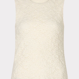 White textured sleeveless top on a light gray background