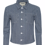 Cropped structured jacket in a blue tone.