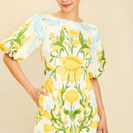 yellow printed donovan dress front view