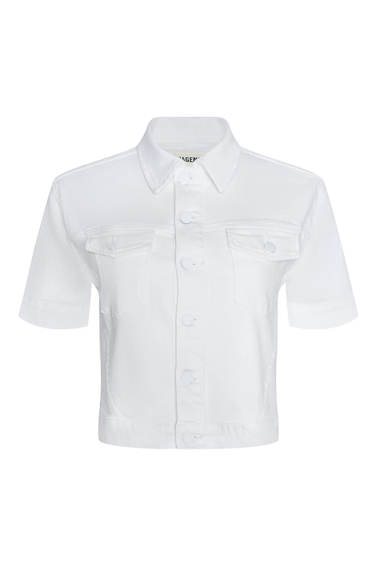 White short-sleeve shirt on a white background
