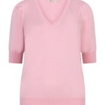 Pink sweater with short sleeves on a white background