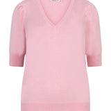 Pink sweater with short sleeves on a white background
