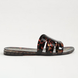 Tortoiseshell slide sandal on a white background