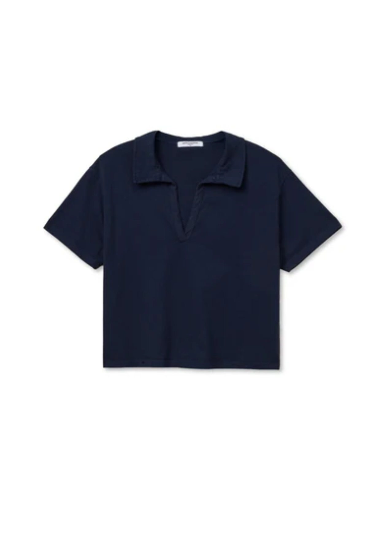Navy blue polo shirt on a white background