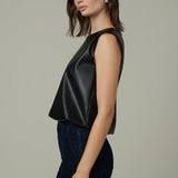 The Maeve Vegan Leather Sleeveless Top