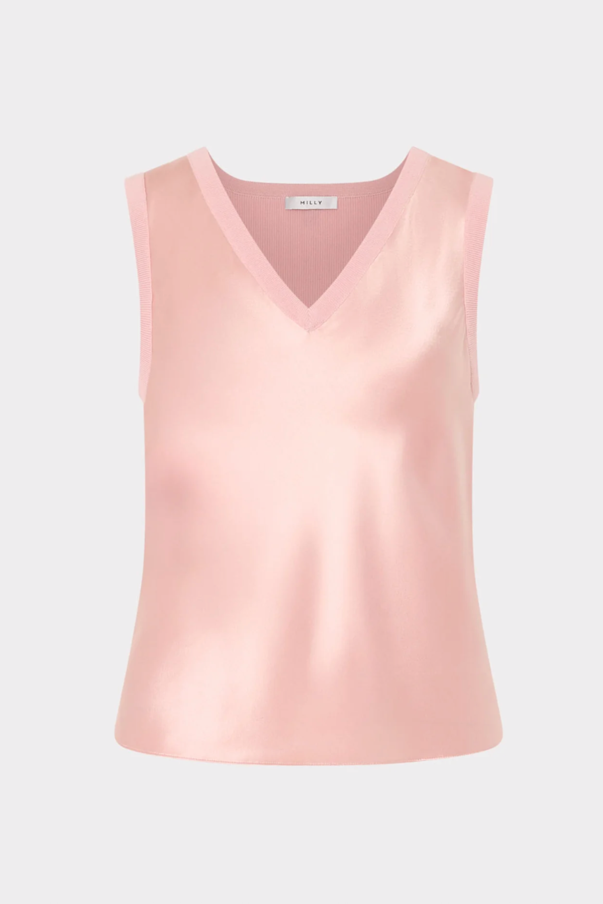 Pink sleeveless top on a light gray background