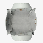 inside of light blue tote on white background 