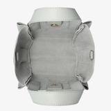 inside of light blue tote on white background 