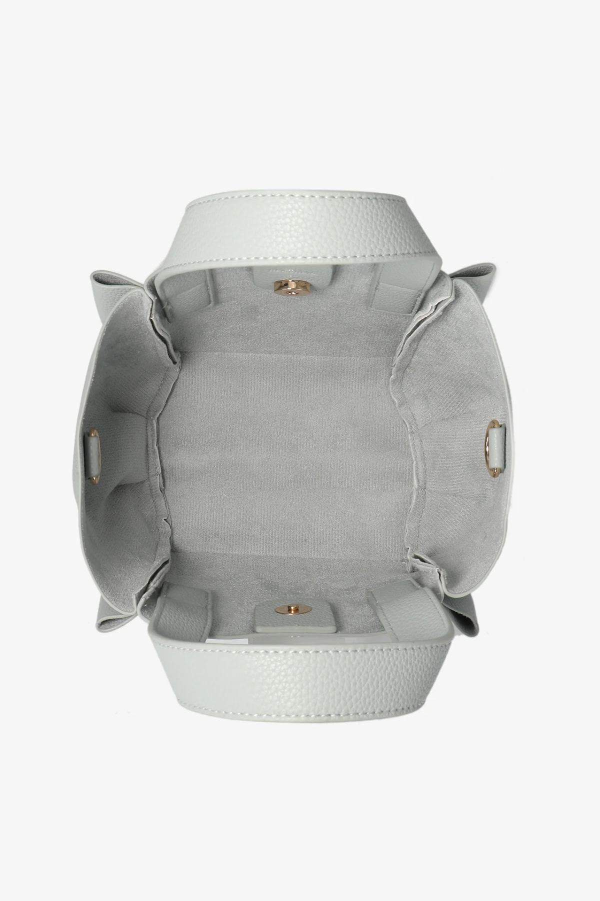 inside of light blue tote on white background 