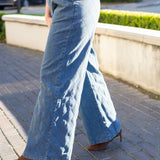 Denim Wide Leg with Stitch Detail