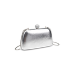 silver handbag on white background