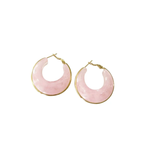 Pink hoop earrings with gold accents on a white background