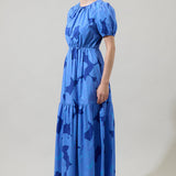 Blue Floral Tiered Maxi