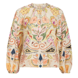 printed long sleeve top on white background 