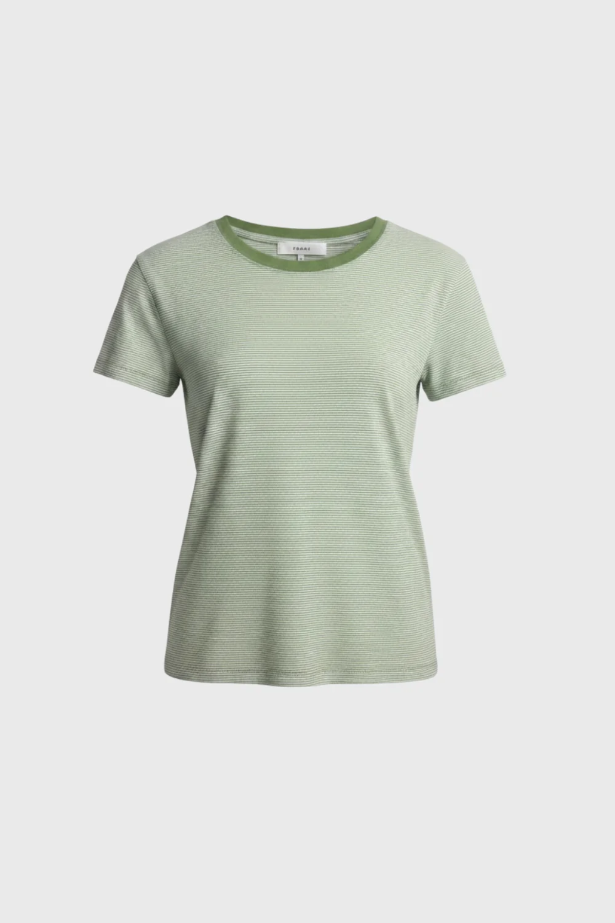 Green baby tee in front of plain white background