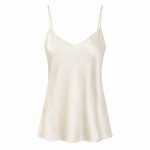 Beige spaghetti strap top on a white background