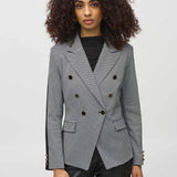 Houndstooth Jacquard Knit Fitted Blazer