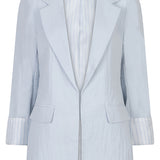 blue quarter sleeve women's blazer 