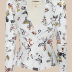 Butterfly patterned blazer on a beige background