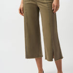 Cropped culotte-style jeans with embellished front seam