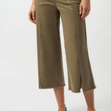Cropped culotte-style jeans with embellished front seam