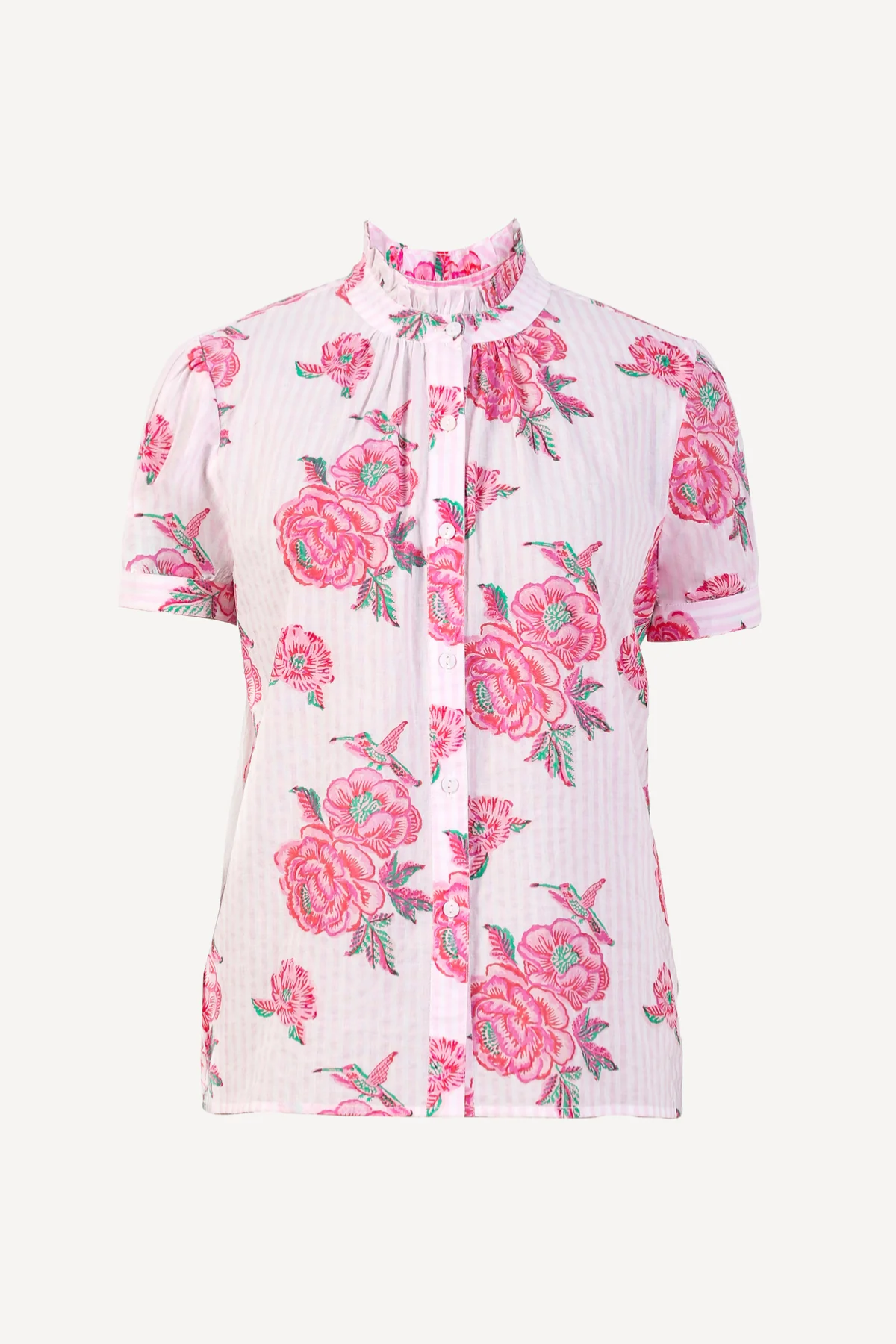 Floral patterned blouse on a white background