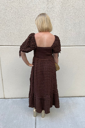 Textured Brown Maxi Dress