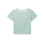 Green and white striped t-shirt on a white background