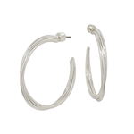 Silver hoop earrings on a white background