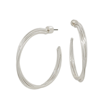 Silver hoop earrings on a white background